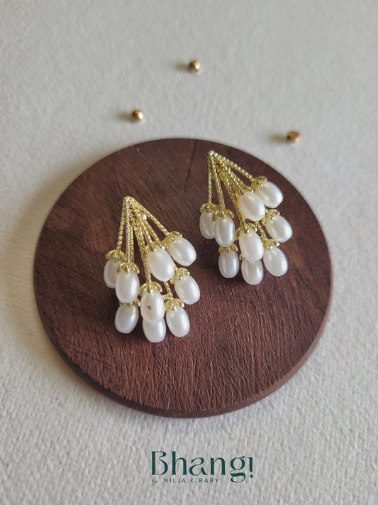 Pearl Cluster Drop Earrings