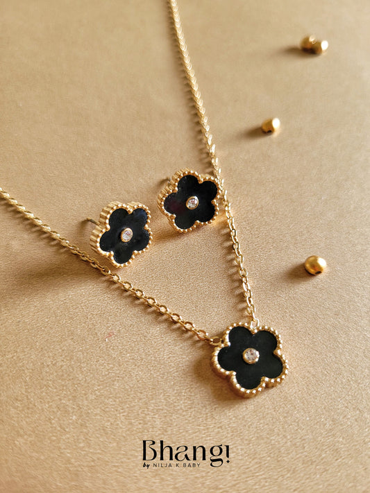 Black Clover Necklace & Earring Set