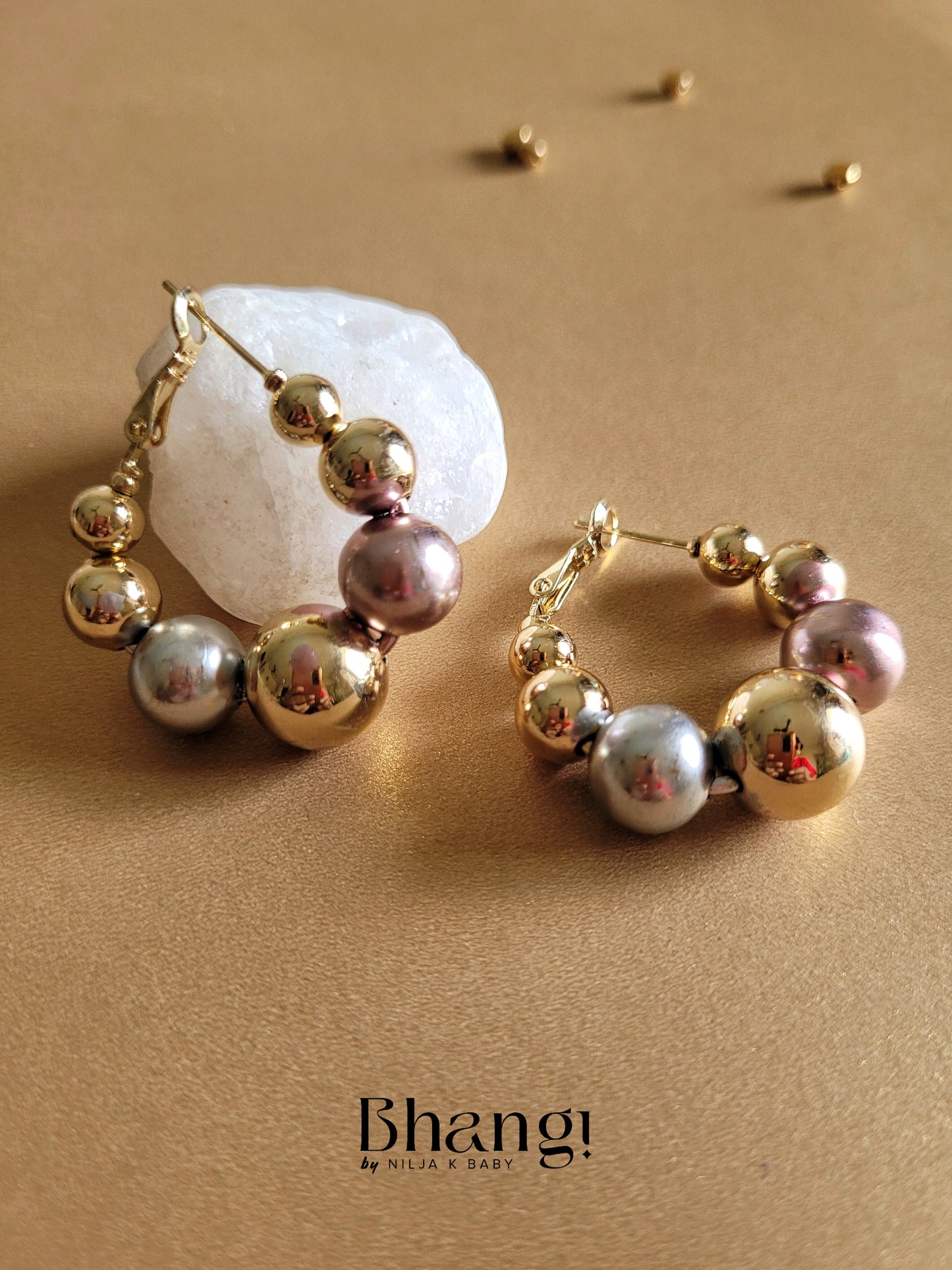 Multi-Tone Beaded Hoop Earrings