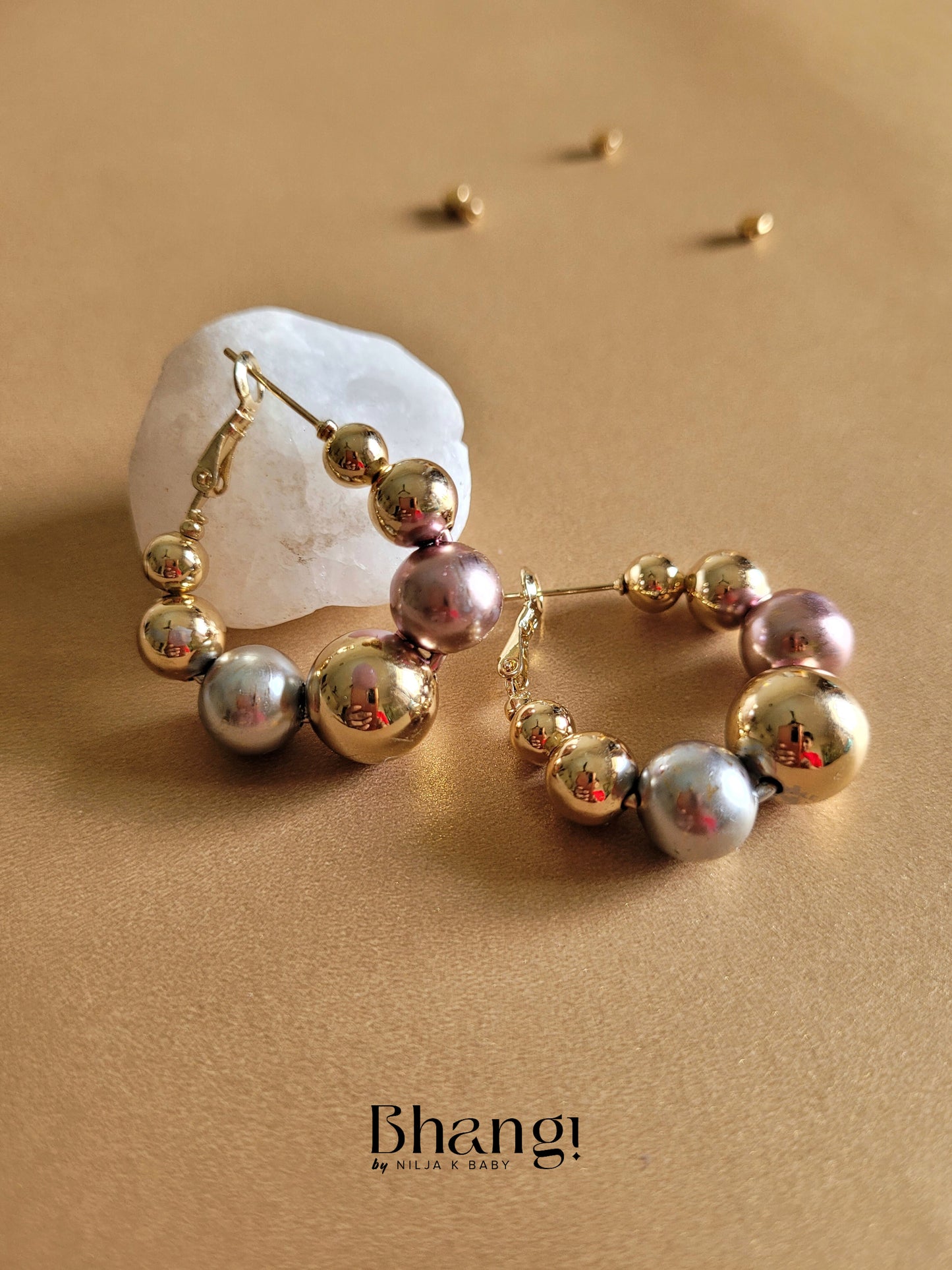 Multi-Tone Beaded Hoop Earrings