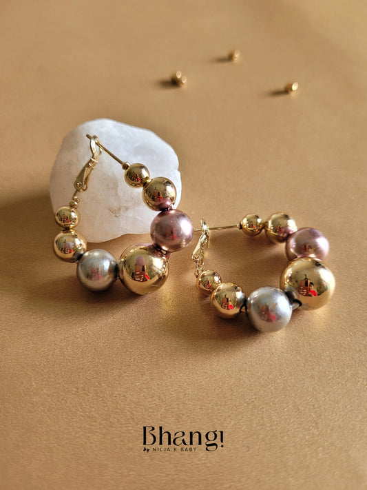 Multi-Tone Beaded Hoop Earrings