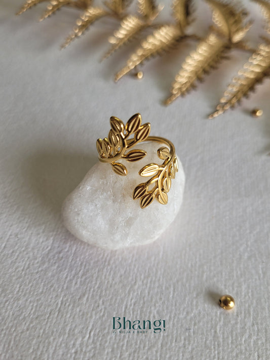 Golden Leaf Wrap Ring