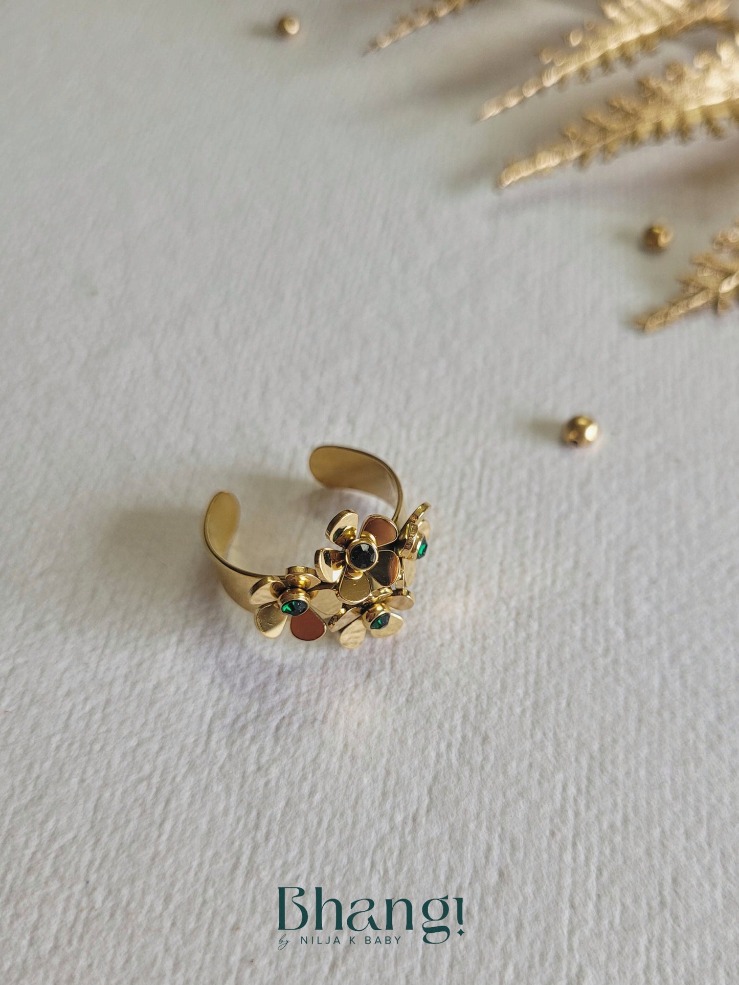 Golden Bloom Open Ring