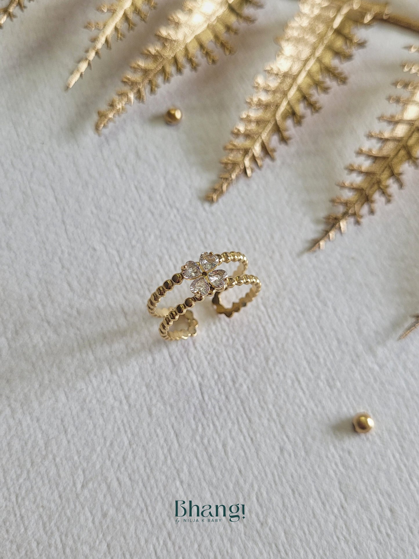 Double Band Floral Open Ring