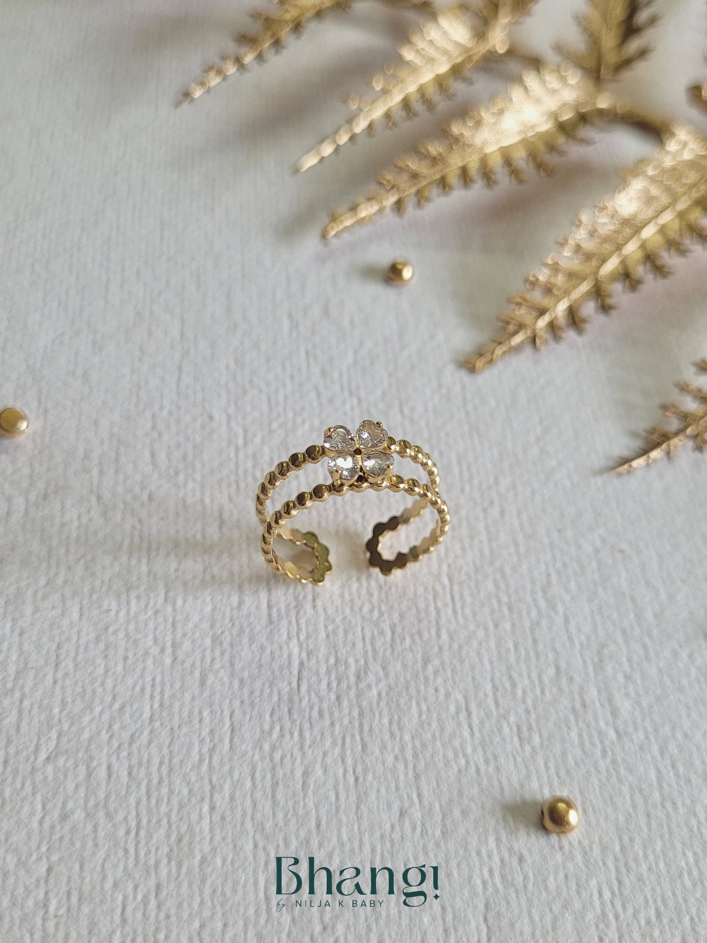 Double Band Floral Open Ring