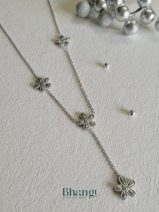 Silver Floral Charm Necklace