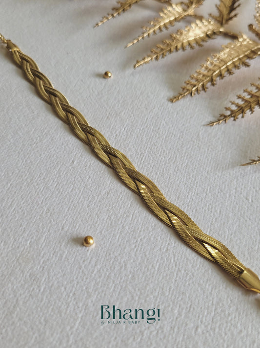 Golden Braided Herringbone Bracelet