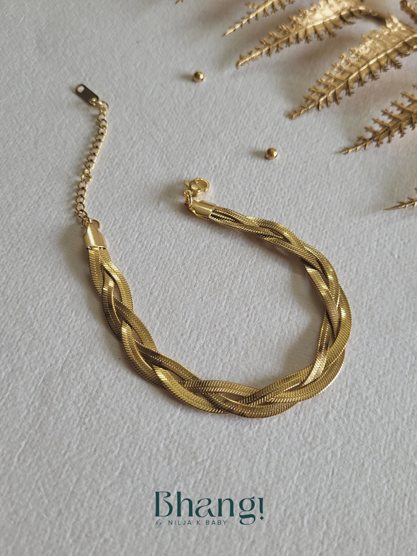 Golden Braided Herringbone Bracelet