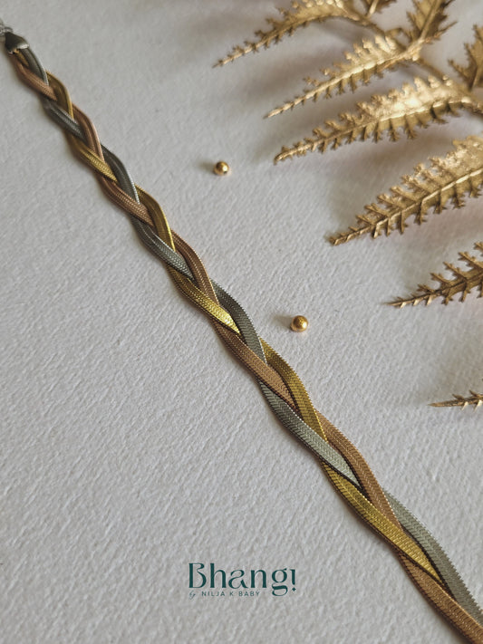 Mixed Metal Herringbone Twist Bracelet