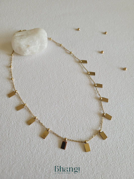 Golden Dangle Bar Necklace