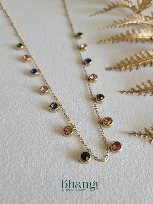 Golden Rainbow Gem Necklace