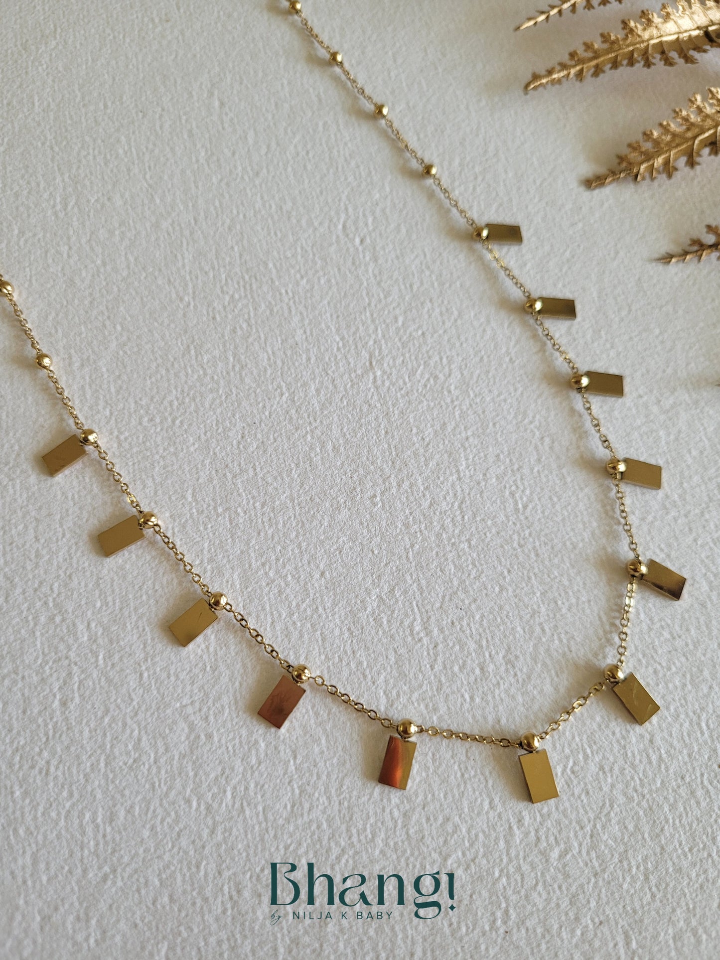 Golden Dangle Bar Necklace
