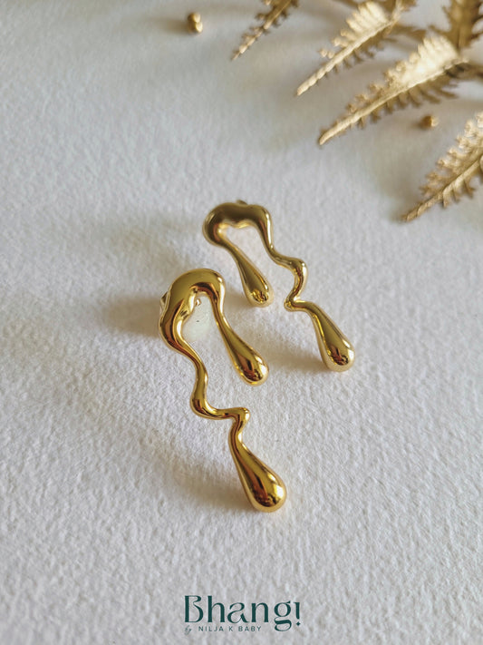Golden Molten Flow Sculpt Earrings