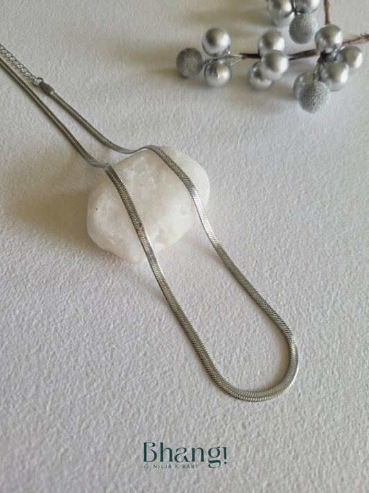 Silver Flat Link Chain Necklace