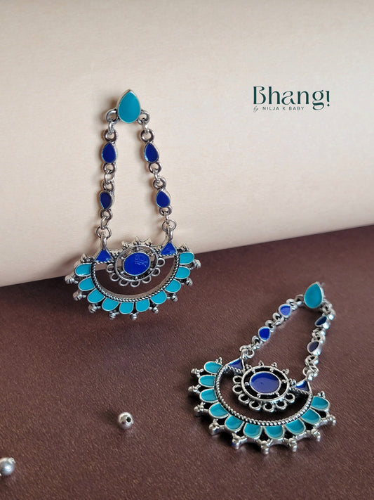 Dual Coloured Enamel Design Earrings
