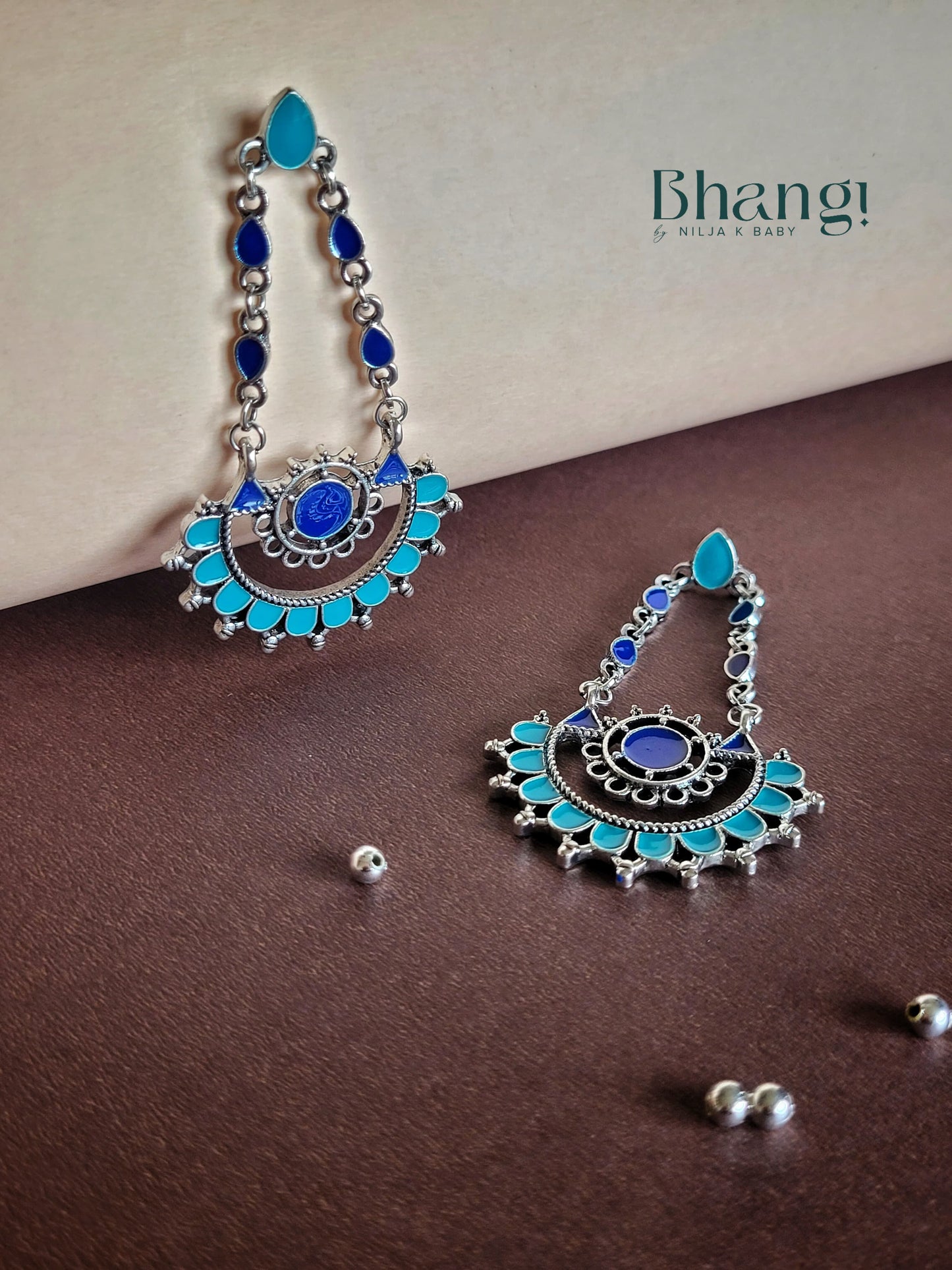 Dual Coloured Enamel Design Earrings