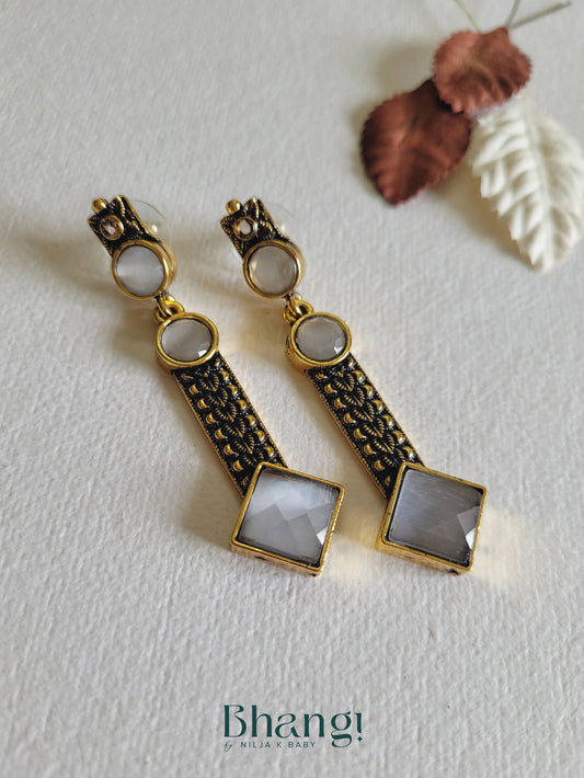 Geometric Stone Drop Earrings
