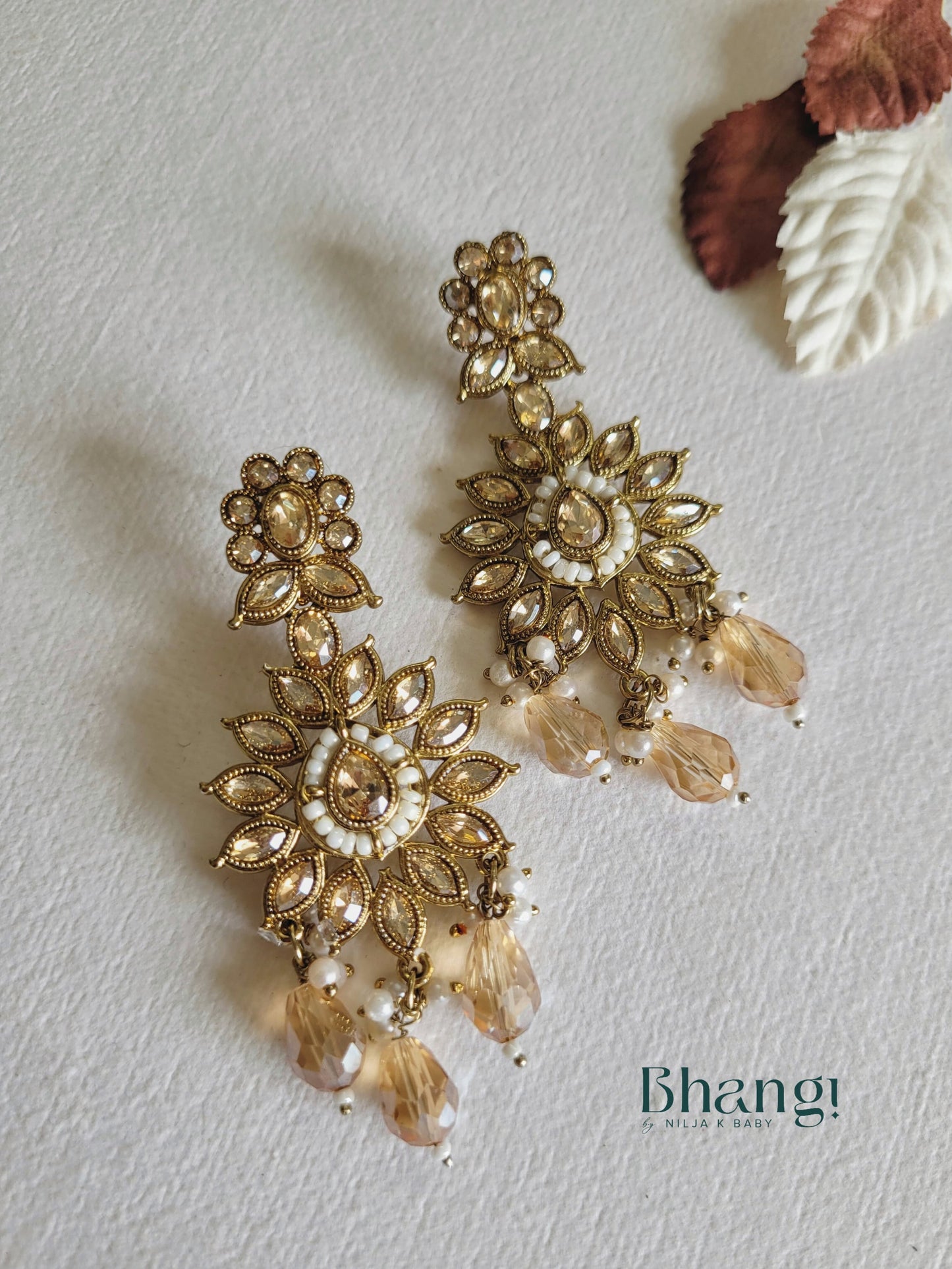 Ornate Floral Drop Earrings