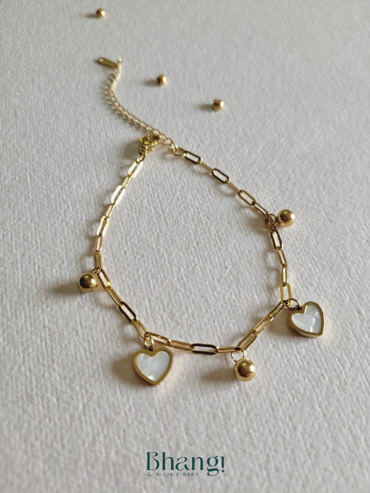 Hearts & Golden Drops Bracelet