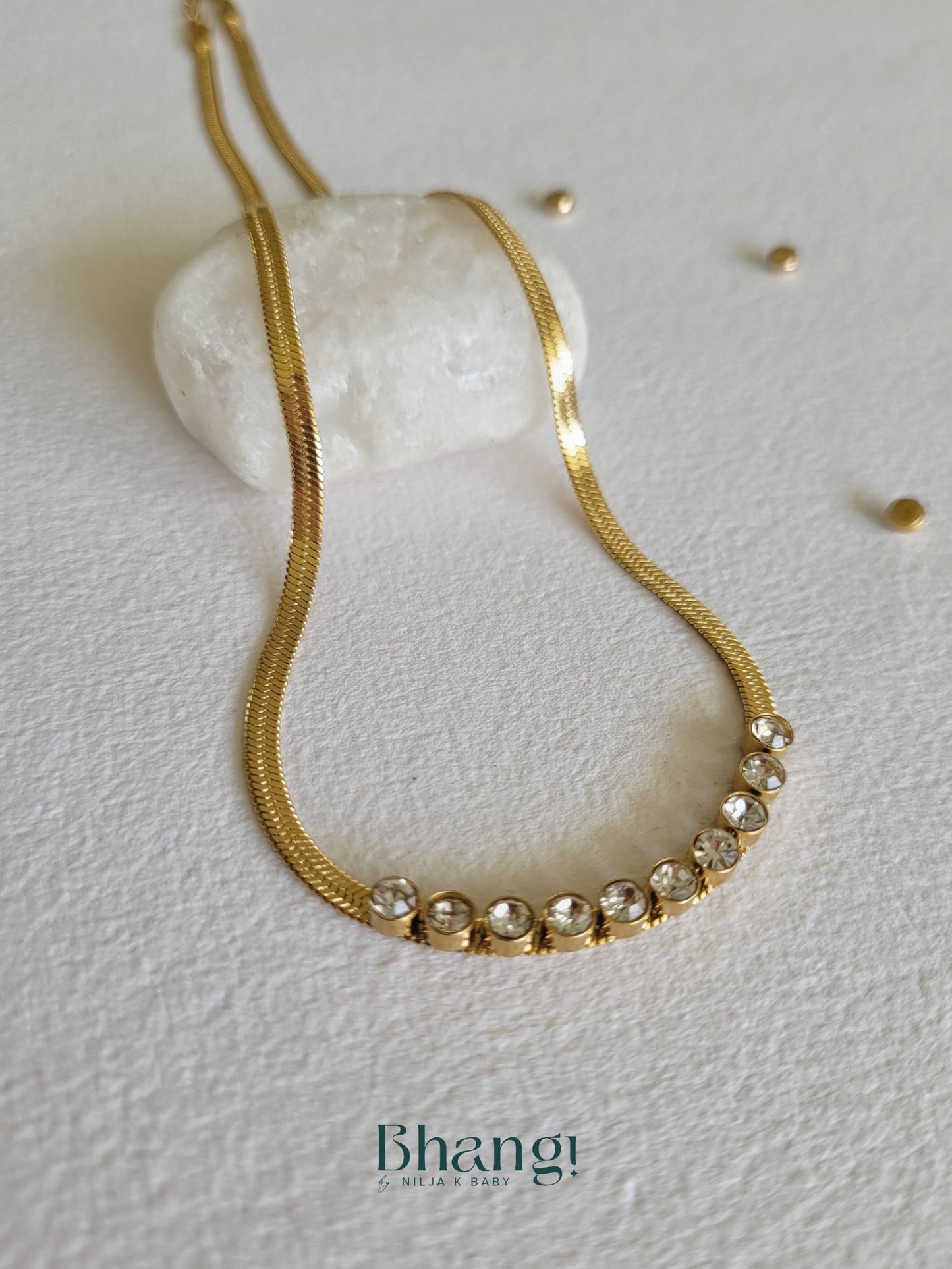 Golden Snake Chain Sparkle Necklace