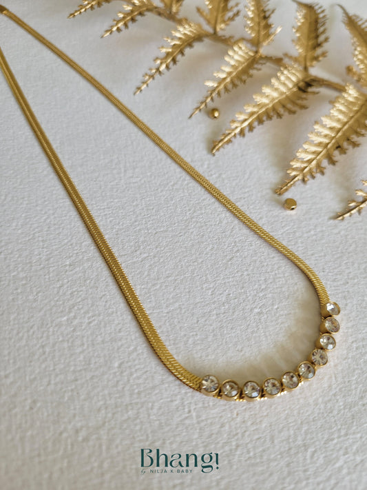 Golden Snake Chain Sparkle Necklace
