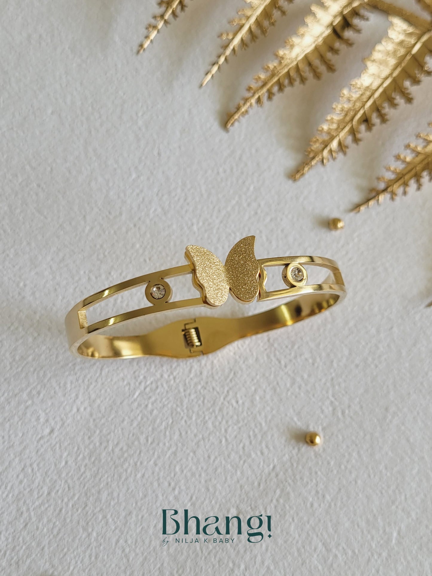 Golden Butterfly Accent Bangle