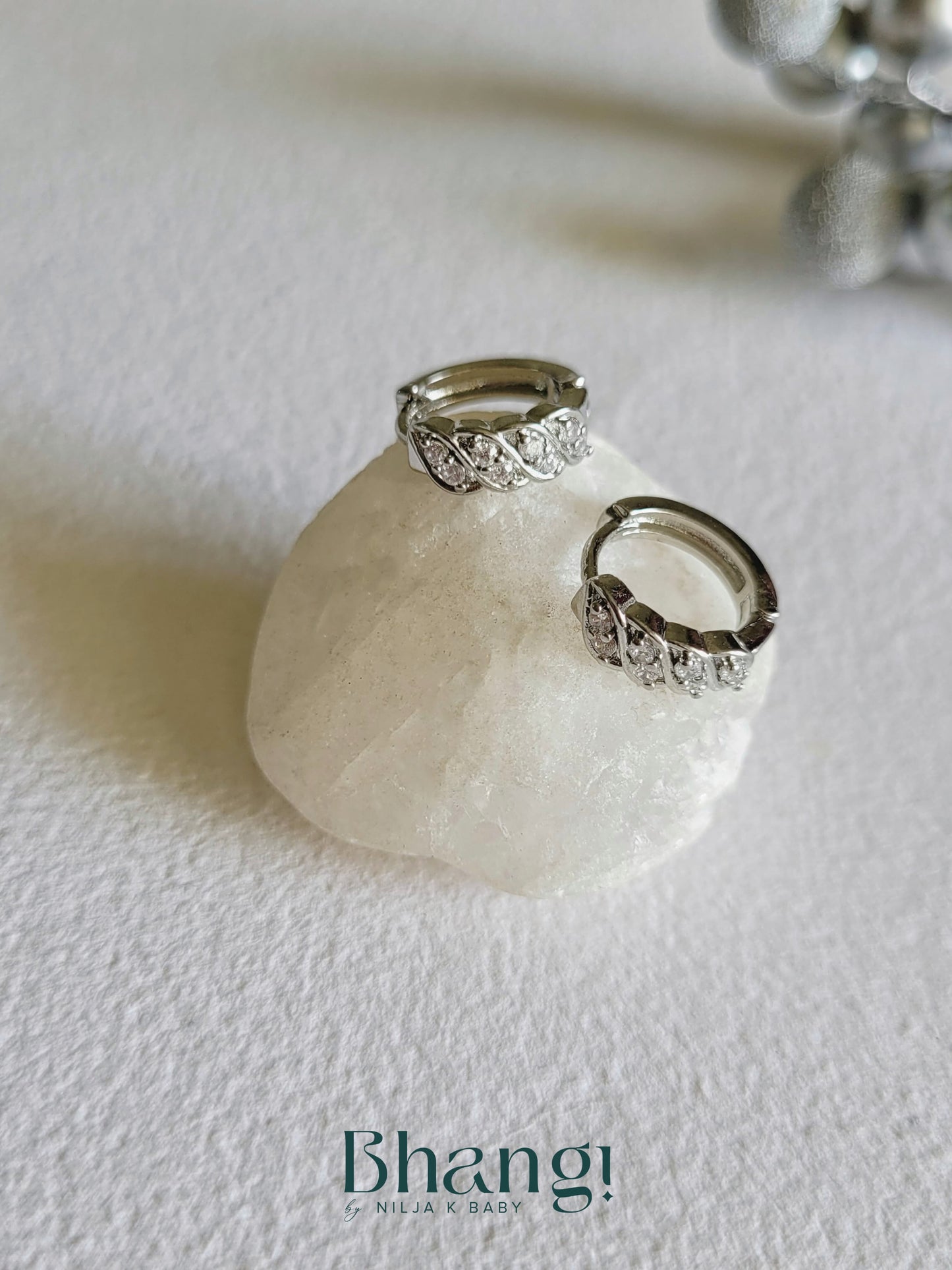 Silver Sparkle Hoops