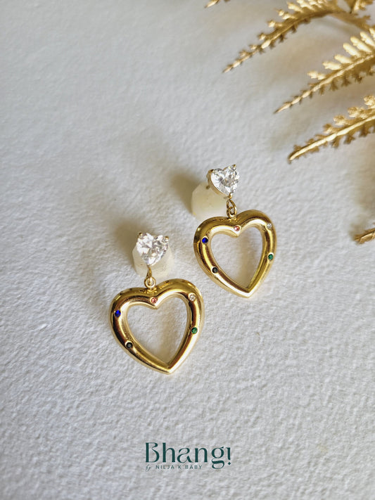 Jeweled Heart Earrings