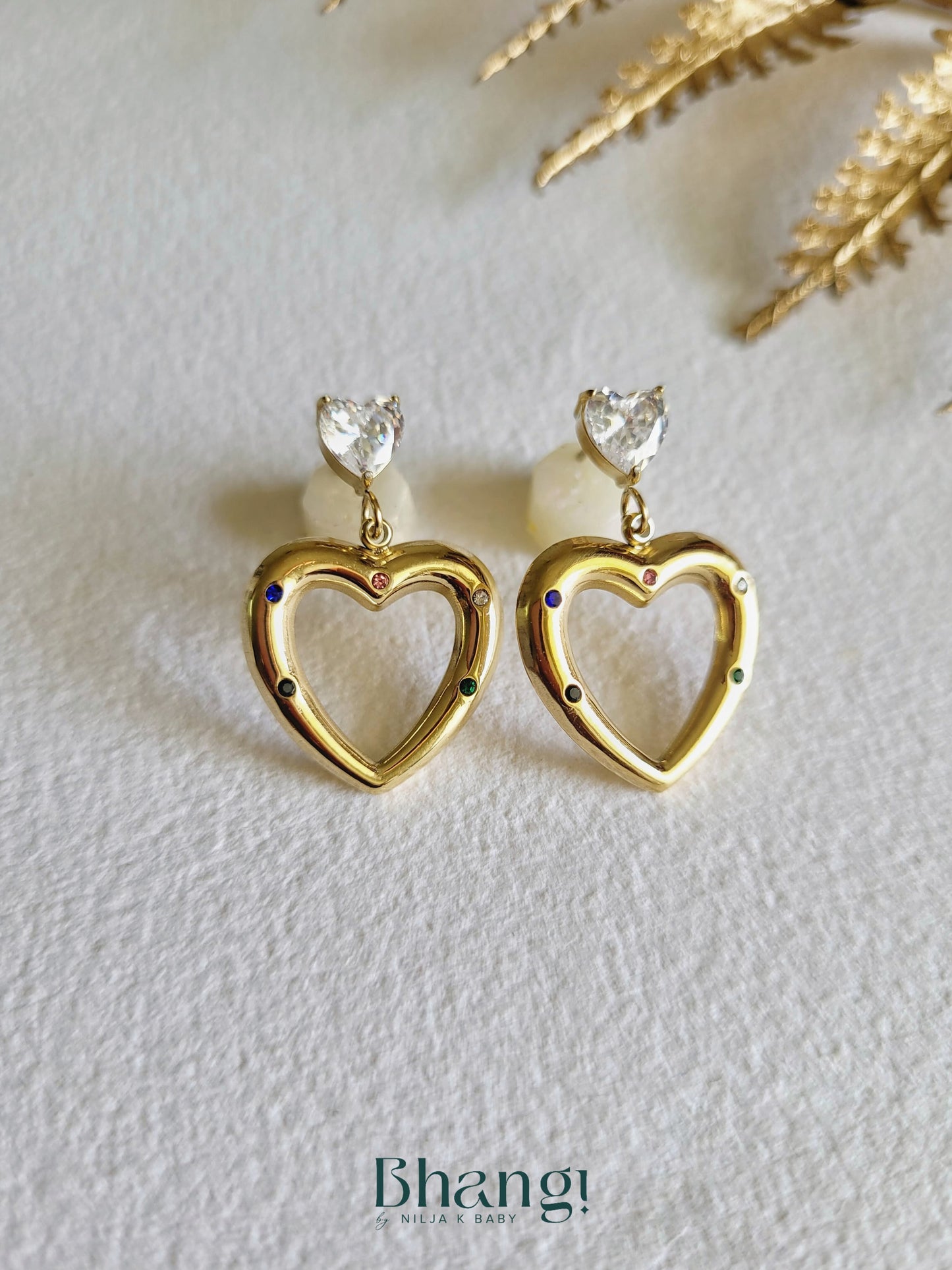 Jeweled Heart Earrings
