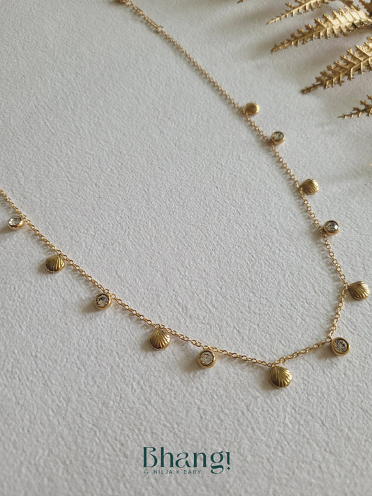 Shell & Gem Dangle Necklace