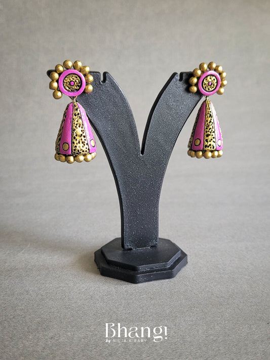 Terracotta Polka Dome Earrings – Pink Gold