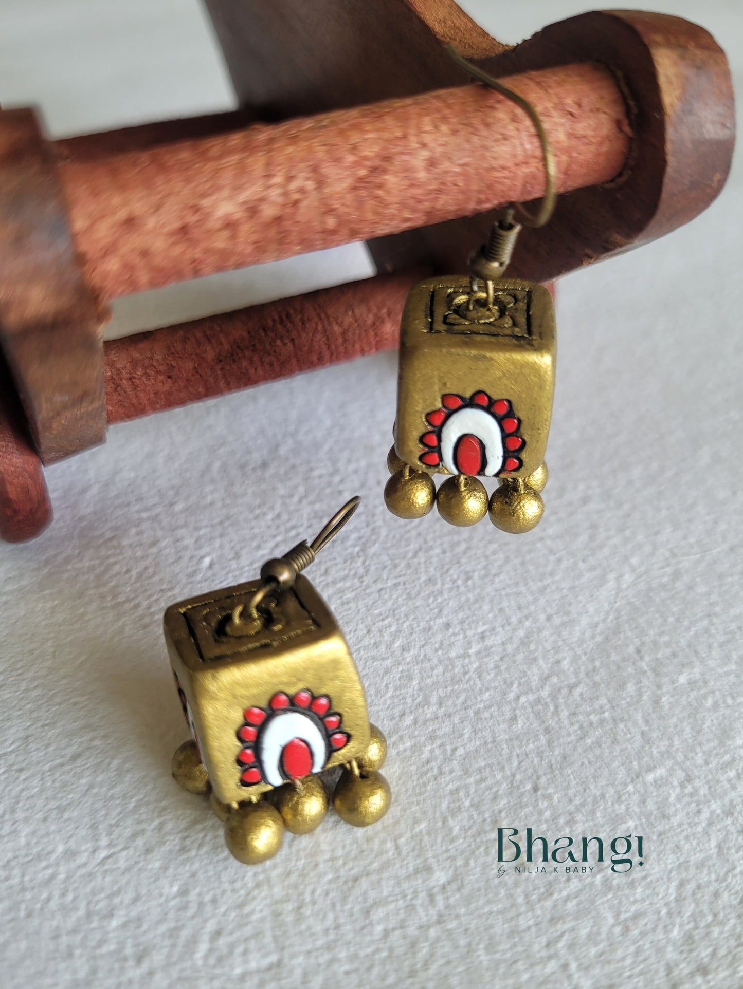 Terracotta Cube Drop Earrings