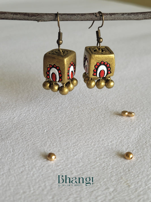 Terracotta Cube Drop Earrings