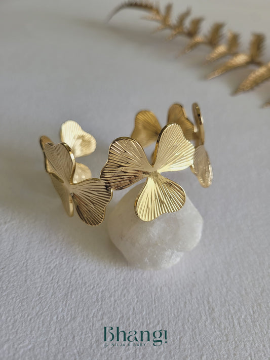 Bloom Cuff Bangle – Gold Finish