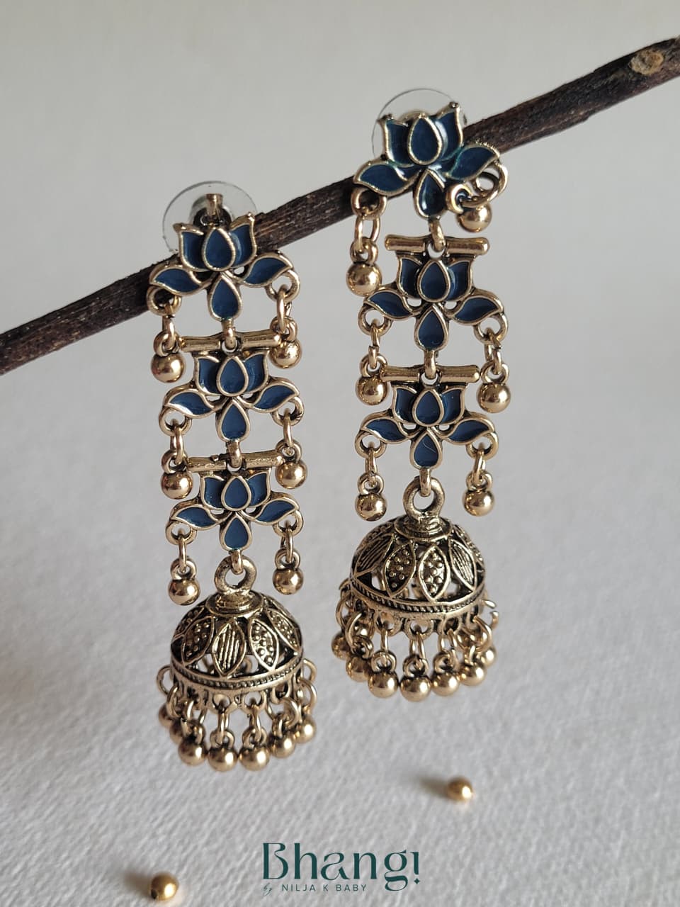 Lotus Jhumka Earrings