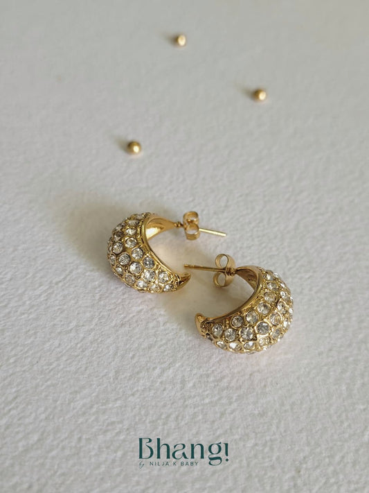 Golden Crystal Pave Mini Hoops