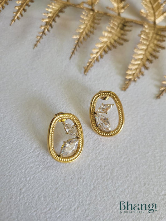 Regal Oval Crystal Earrings