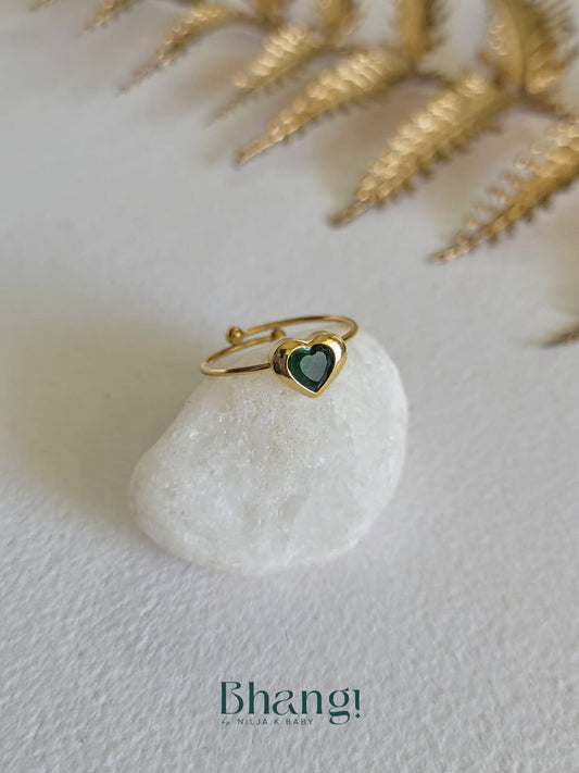 Emerald Heart Open Ring