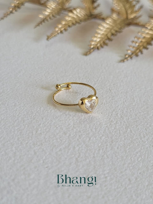 Crystal Heart Open Ring