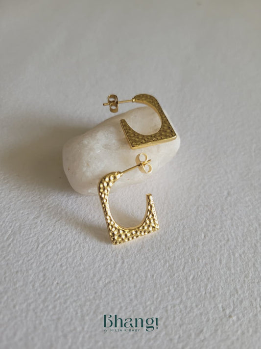 Hammered Square Hoop Earrings