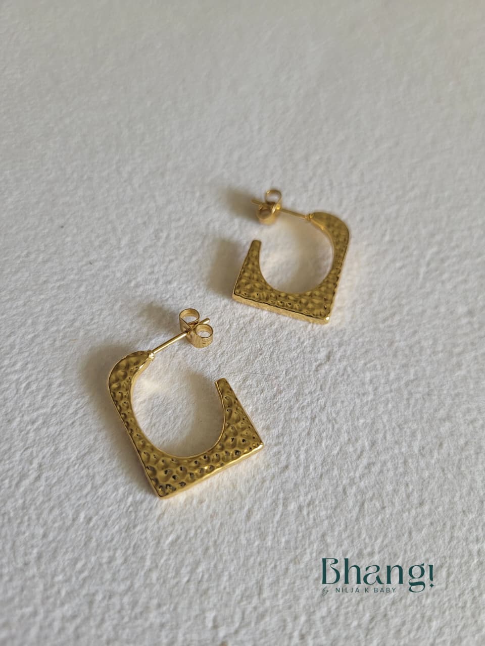 Hammered Square Hoop Earrings