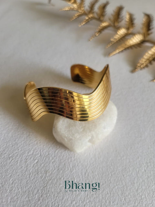 Golden Wave Cuff Bangle