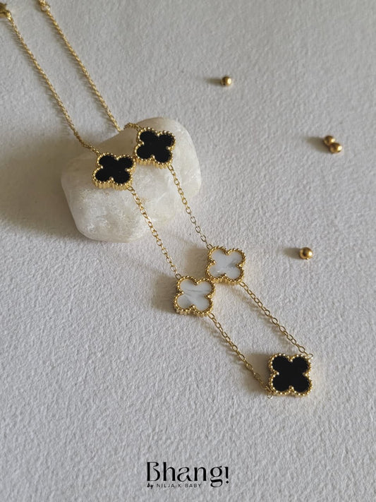 Noir & Blanc Clover Necklace