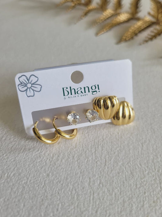 Golden Trio Earring Set