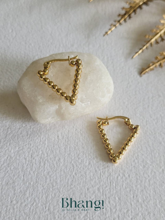 Golden Bead Triangle Hoops