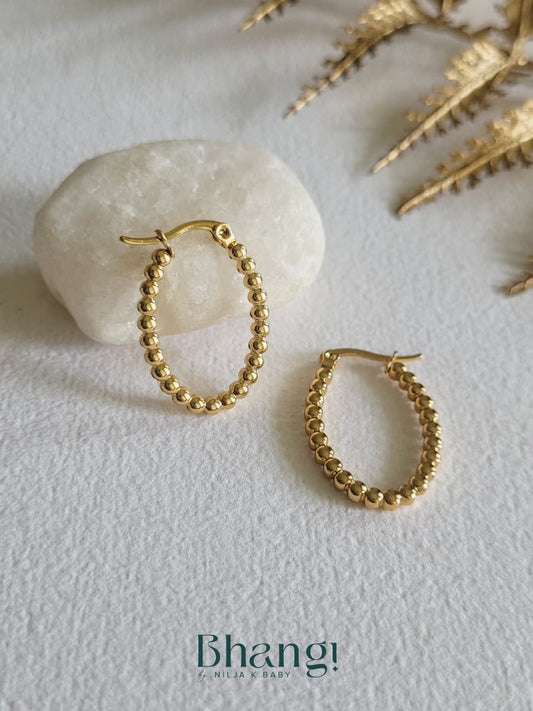 Beaded Teardrop Hoops