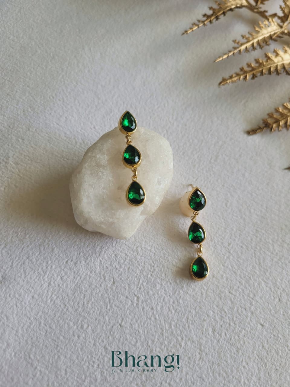 Emerald Dewdrop Cascade Earrings