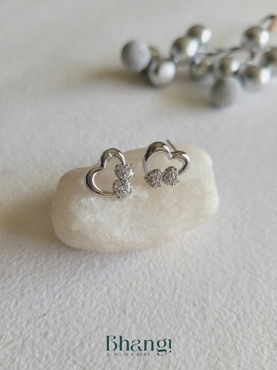 Twin Heart Sparkle Studs