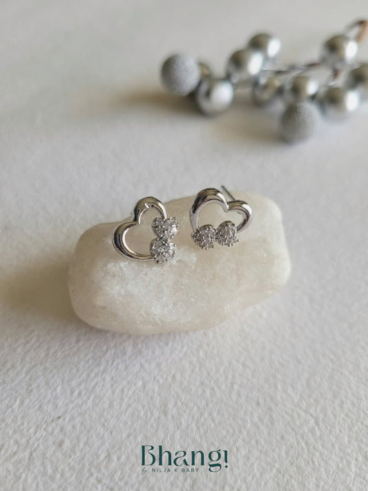 Twin Heart Sparkle Studs