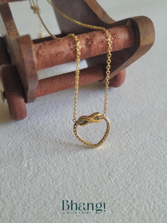 Golden Knot Heart Necklace
